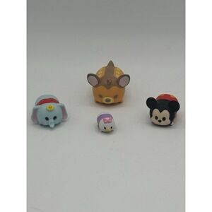 Lot Of 4 Disney Tsum Tsum Vinyl Mini Figures Characters Mickey, Dumbo, Bambi